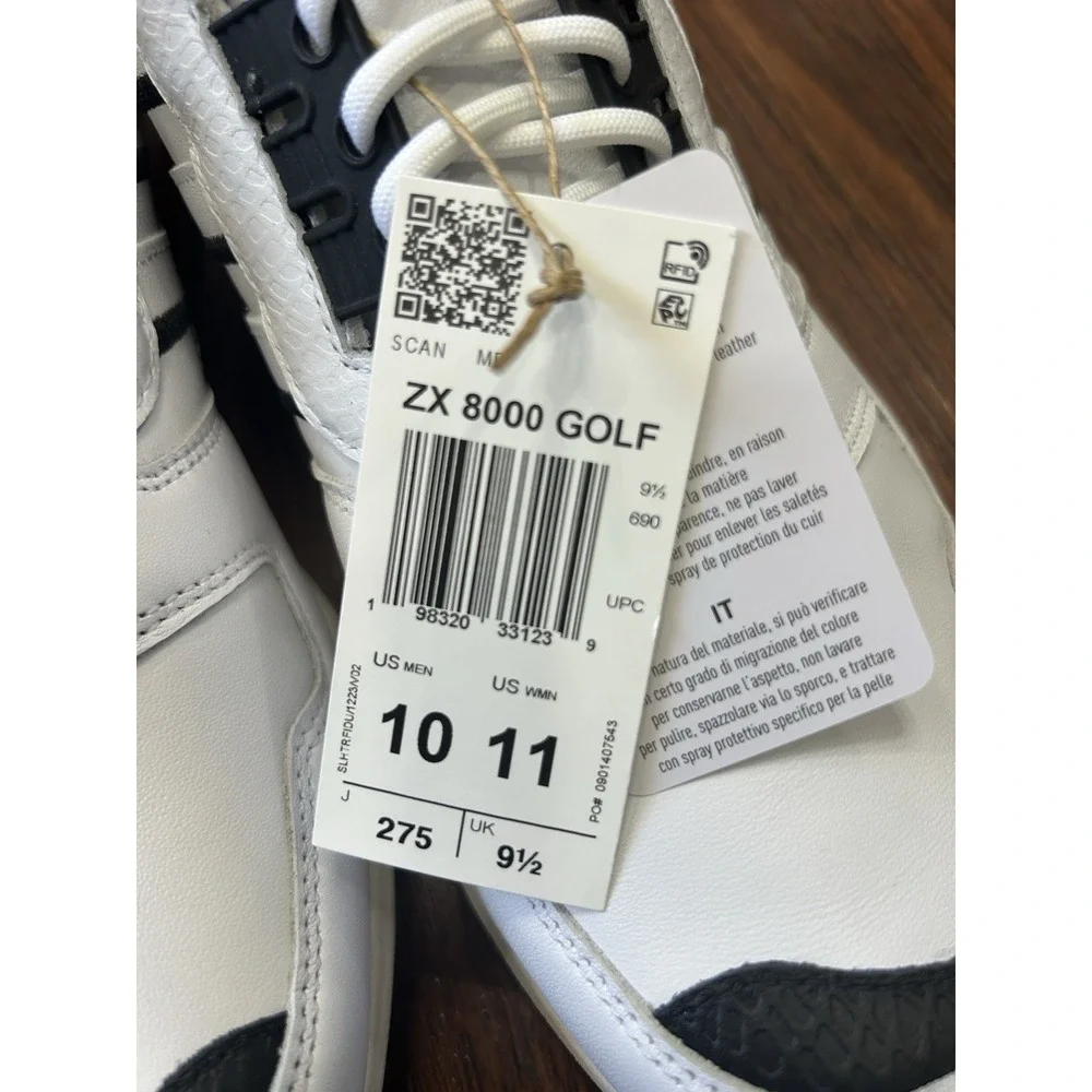 Adidas ZX 8000 JQ3445 White Black Red Spikeless Golf Shoes Mens 10 New With Tag